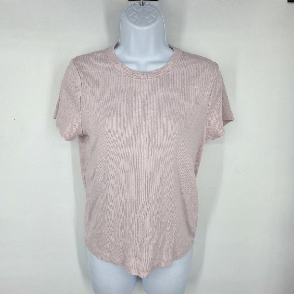 Hollister Pink Ribbed Crew Neck Baby Tee XL Short Sleeve Shirt Y2K